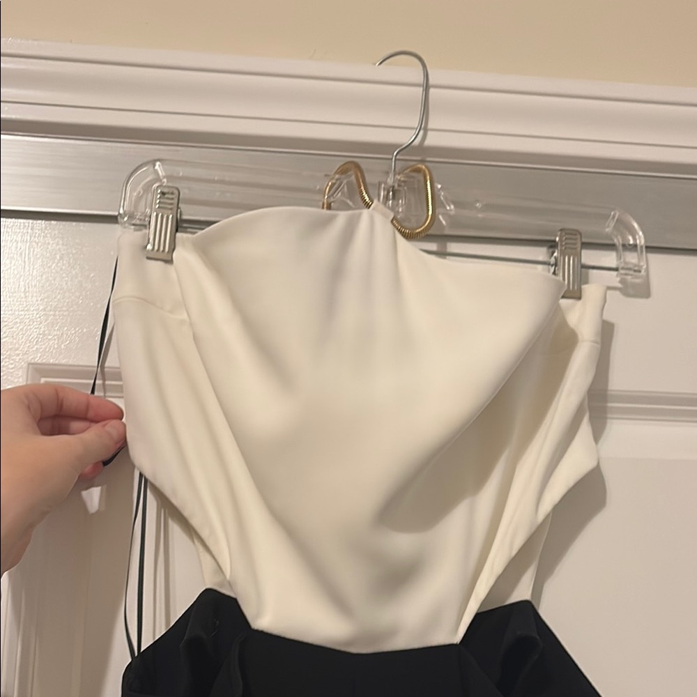 Elegant Black and White Strapless Gown